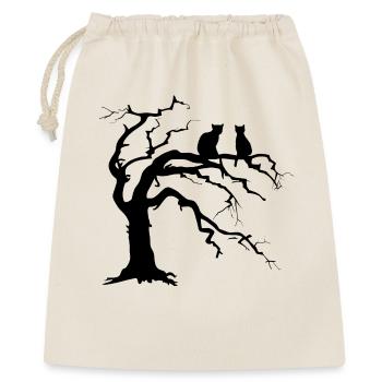 Toter baum mit 2 Katzen Silhouette - Geschenkbeutel aus Baumwolle (40 x 50 cm) - Natur - Vorne