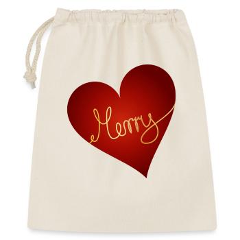 bright red heart with gold-coloured inscription - Gift Bag 40 x 50 cm - nature - Front
