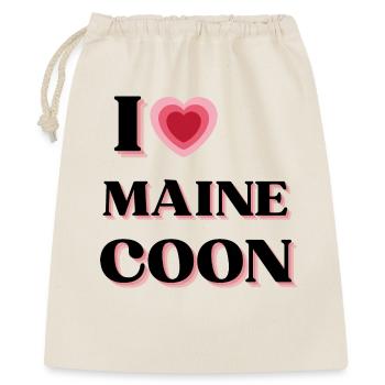 I love Maine Coon (style coeur rétro) - Sac cadeau 40 x 50 cm - nature - Devant