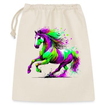 Pferd - Geschenkbeutel aus Baumwolle (40 x 50 cm) - Natur - Vorne