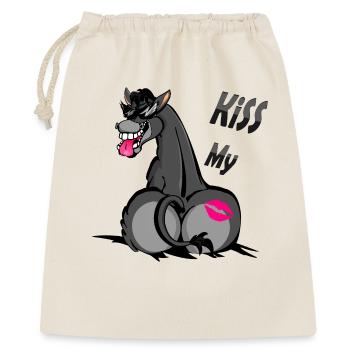 Humorous Donkey with Lipstick Kiss - Gift Bag 40 x 50 cm - nature - Front