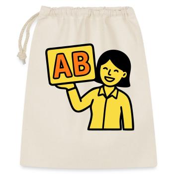 Lehrerin Grundschule ABC Vektor - Geschenkbeutel aus Baumwolle (40 x 50 cm) - Natur - Vorne