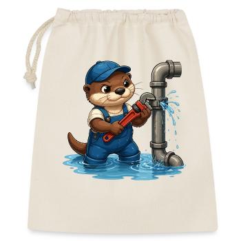 Plumber otter with pipe tool - Gift Bag 40 x 50 cm - nature - Front