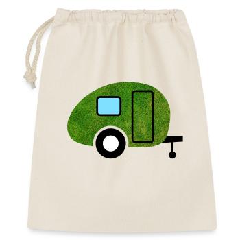 Wohnwagen Rasen Gras Natur Camping Caravan Outdoor - Geschenkbeutel aus Baumwolle (40 x 50 cm) - Natur - Vorne