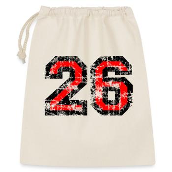 Zahl 26 (Vintage Rot) 26. Geburtstag Nr. 26 - Geschenkbeutel aus Baumwolle (40 x 50 cm) - Natur - Vorne