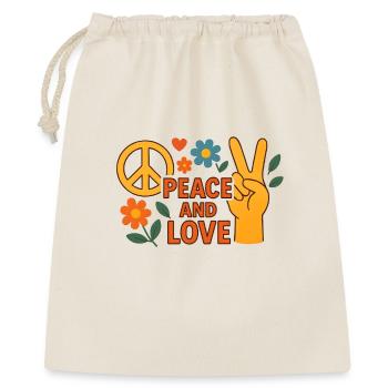 Paix et Amour Floral Rétro - Sac cadeau 40 x 50 cm - nature - Devant
