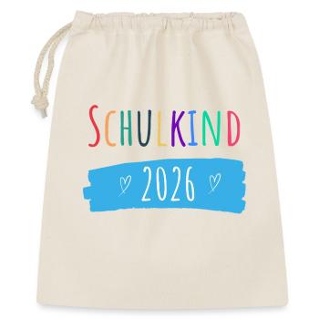 Schulkind 2026 - Geschenkbeutel aus Baumwolle (40 x 50 cm) - Natur - Vorne