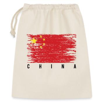 Chinesischer Flaggenpinsel - Geschenkbeutel aus Baumwolle (40 x 50 cm) - Natur - Vorne