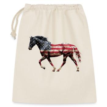 Pferd USA Flagge - Geschenkbeutel aus Baumwolle (40 x 50 cm) - Natur - Vorne