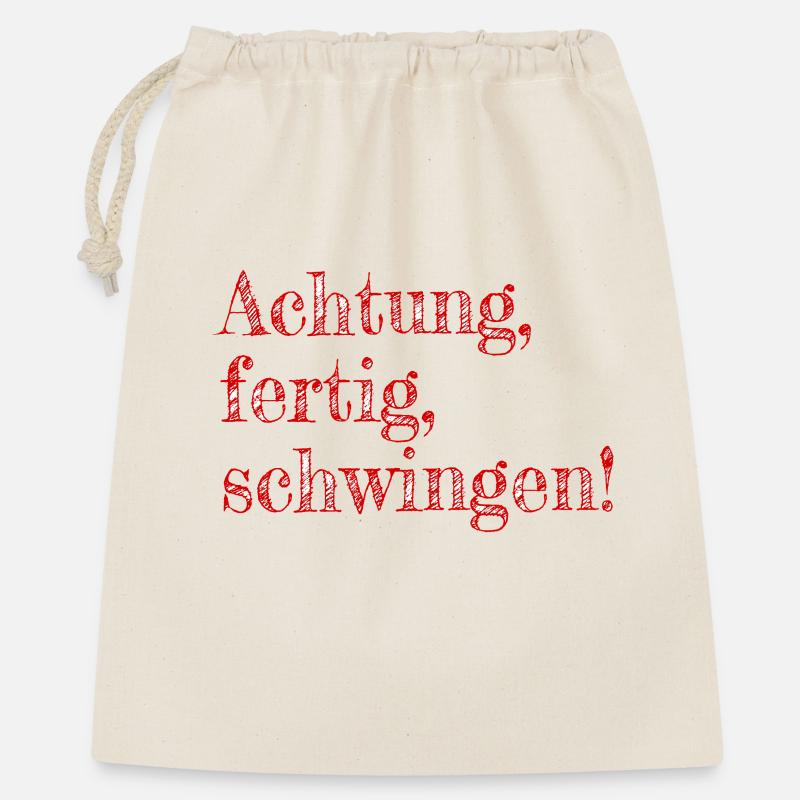 Achtung,fertig,schwingen - Geschenkbeutel aus Baumwolle (40 x 50 cm) - Natur