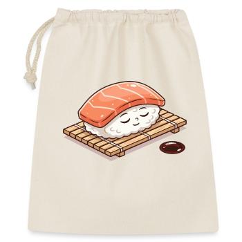 Kawaii Nigiri Sushi auf Bambus Matte - Geschenkbeutel aus Baumwolle (40 x 50 cm) - Natur - Vorne