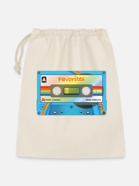 Kassette mit Favorites - Geschenkbeutel aus Baumwolle (40 x 50 cm) - Natur