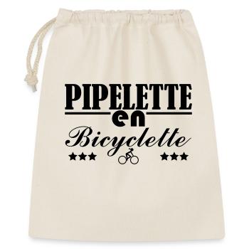 Pipelette auf einem Fahrrad - Geschenkbeutel aus Baumwolle (40 x 50 cm) - Natur - Vorne