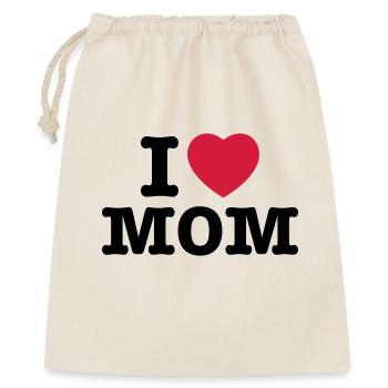 i love mom - i heart mom - i liebe mutti mama - Geschenkbeutel aus Baumwolle (40 x 50 cm) - Natur - Vorne