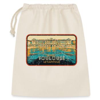 Badge retro, Toulouse France est ma ville natale - Sac cadeau 40 x 50 cm - nature - Devant