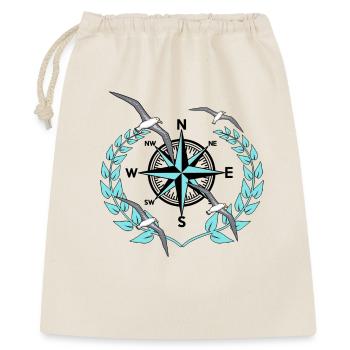 Kompass Windrose Möwen Nautik Maritim Seefahrt - Geschenkbeutel aus Baumwolle (40 x 50 cm) - Natur - Vorne