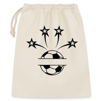 Fußball mit vier Sternen und einer Aussparung - Geschenkbeutel aus Baumwolle (40 x 50 cm) - Natur - Vorne