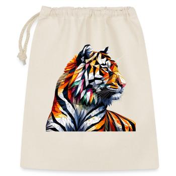 Geometrischer Tiger Kunstdruck - Geschenkbeutel aus Baumwolle (40 x 50 cm) - Natur - Vorne