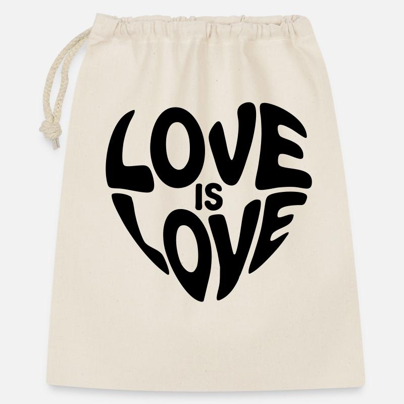 Liebe ist Liebesherz - Meaningful Pride Design - Geschenkbeutel aus Baumwolle (40 x 50 cm) - Natur