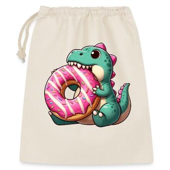 Süßer T-Rex Dinosaurier Donut Liebhaber Nachtisch - Geschenkbeutel aus Baumwolle (40 x 50 cm) - Natur - Vorne