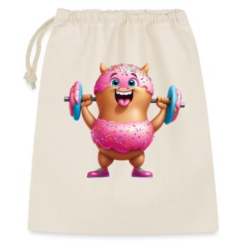 Donut Monster Krafttraining - Geschenkbeutel aus Baumwolle (40 x 50 cm) - Natur - Vorne