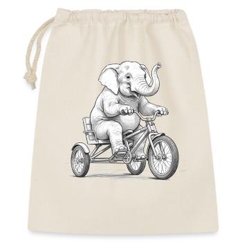 Elefant auf einem Dreirad - Geschenkbeutel aus Baumwolle (40 x 50 cm) - Natur - Vorne