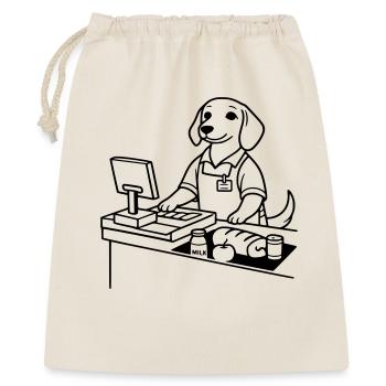supermarkt hund kassierer - Geschenkbeutel aus Baumwolle (40 x 50 cm) - Natur - Vorne
