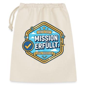 Rente 2026: Mission erfüllt – Level Ruhestand - Geschenkbeutel aus Baumwolle (40 x 50 cm) - Natur - Vorne