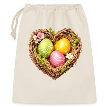 Panier de Pâques en forme de cœur avec des œufs - Sac cadeau 40 x 50 cm - nature - Devant