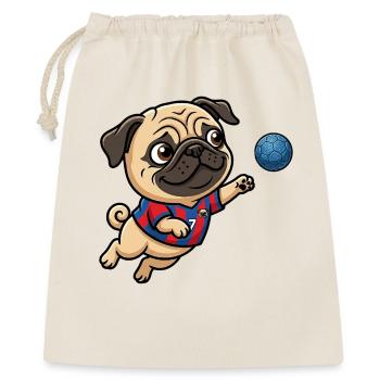Lustiger Mops Handballfan Nummer 7 - Geschenkbeutel aus Baumwolle (40 x 50 cm) - Natur - Vorne