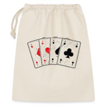 Karo- Herz- Pik- Kreuz-As Kartenspiel Poker Profi - Geschenkbeutel aus Baumwolle (40 x 50 cm) - Natur - Vorne