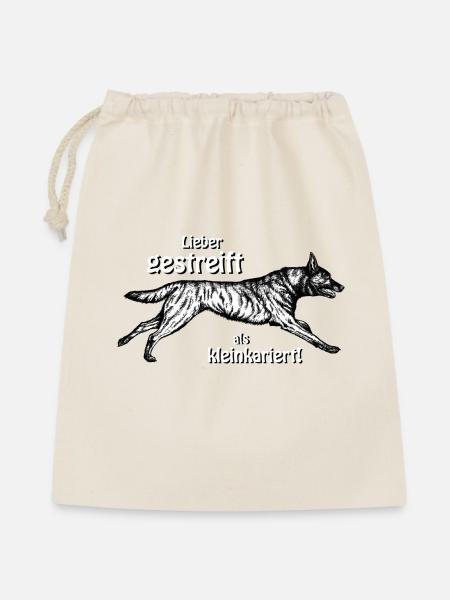 Lieber gestreift als kleinkariert - 2 - Geschenkbeutel aus Baumwolle (40 x 50 cm) - Natur