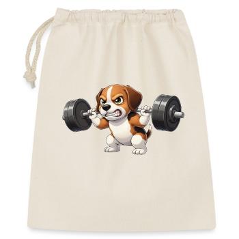 Süßer Beagle Hund Cartoon Gewichte Fitness  - Geschenkbeutel aus Baumwolle (40 x 50 cm) - Natur - Vorne