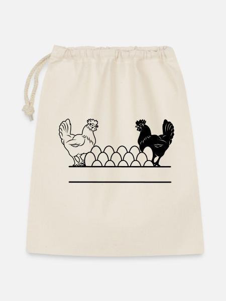 Hähnchen dunkles und helles Monogramm - Geschenkbeutel aus Baumwolle (40 x 50 cm) - Natur