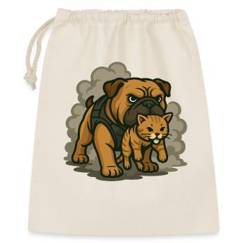 Wachhund- und Katzenduo - Geschenkbeutel aus Baumwolle (40 x 50 cm) - Natur - Vorne