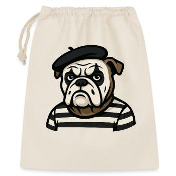 Pantomimenbulldogge im Schwarz-Weiß-Kostüm - Geschenkbeutel aus Baumwolle (40 x 50 cm) - Natur - Vorne