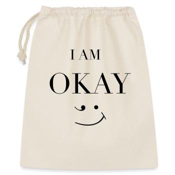 I Am Okay – Design minimaliste de déclaration de sourire - Sac cadeau 40 x 50 cm - nature - Devant