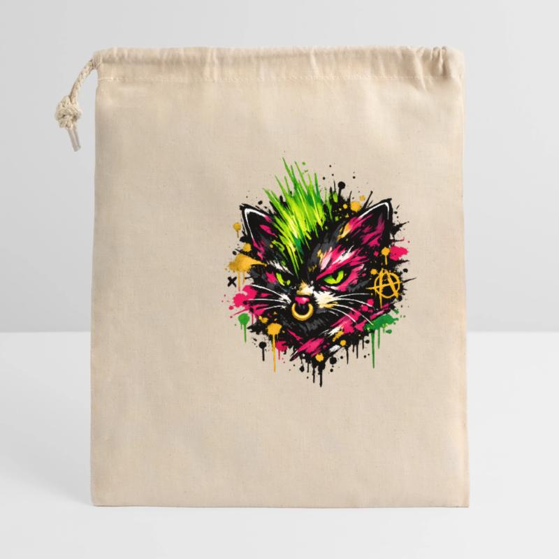 Éclaboussures de graffitis de chat néon Sac cadeau 40 x 50 cm