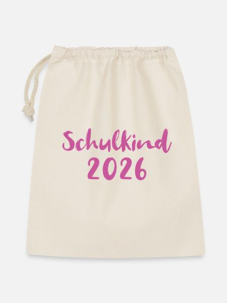 Schulkind 2026 - Geschenkbeutel aus Baumwolle (40 x 50 cm) - Natur