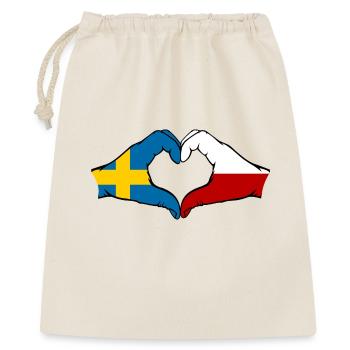 Schweden Polen Flagge Herzform - Geschenkbeutel aus Baumwolle (40 x 50 cm) - Natur - Vorne