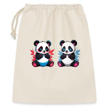 Frère et sœur panda - Sac cadeau 40 x 50 cm - nature - Devant