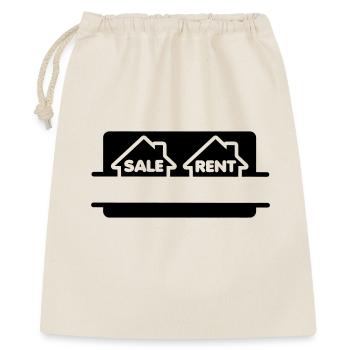 Haus mieten oder kaufen - Geschenkbeutel aus Baumwolle (40 x 50 cm) - Natur - Vorne