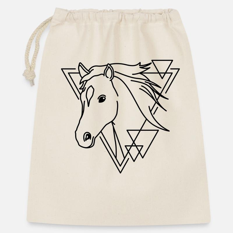 Pferd in geometrischer Form - Line-Art-Design - Geschenkbeutel aus Baumwolle (40 x 50 cm) - Natur