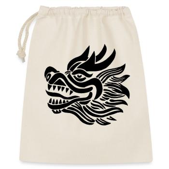 Chinesischer Drachenkopf (Schwarz) - Geschenkbeutel aus Baumwolle (40 x 50 cm) - Natur - Vorne
