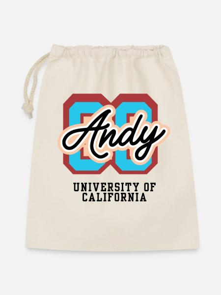 Andy Retro Varsity Emblem - Geschenkbeutel aus Baumwolle (40 x 50 cm) - Natur