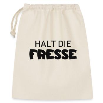 Halt die Fresse - Cooler Spruch - Geschenkbeutel aus Baumwolle (40 x 50 cm) - Natur - Vorne