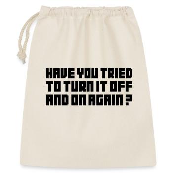 Turn it off and on again - Geschenkbeutel aus Baumwolle (40 x 50 cm) - Natur - Vorne