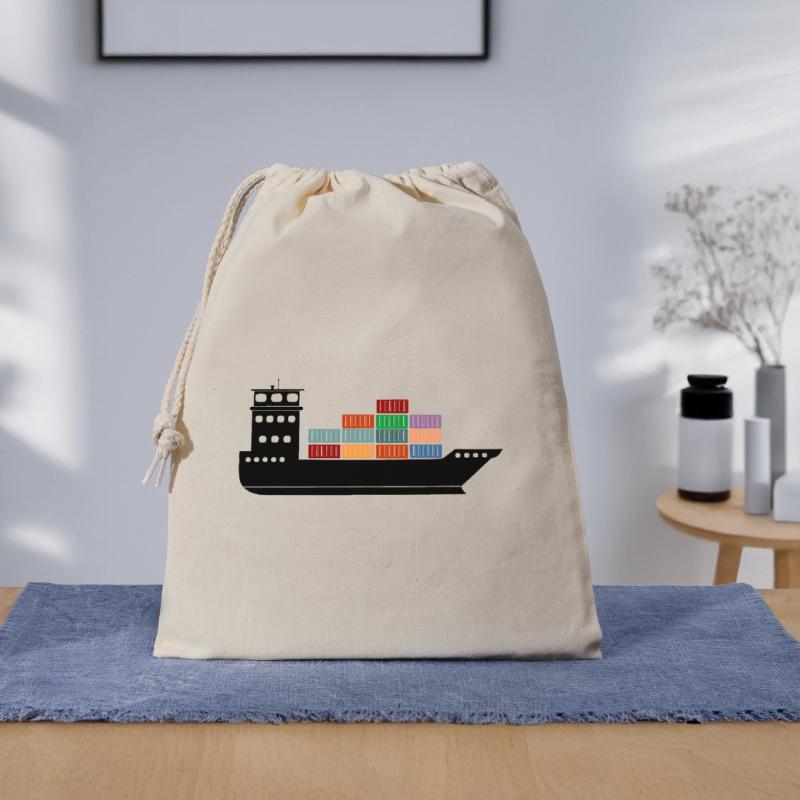 Seecontainerschiff oder Boot mit Containern Geschenkbeutel aus Baumwolle (40 x 50 cm)