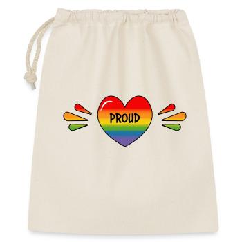 Regenbogen LGBT Stolzes Herz - Geschenkbeutel aus Baumwolle (40 x 50 cm) - Natur - Vorne
