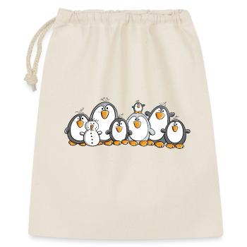Famille de pingouins avec bonhomme de neige - Sac cadeau 40 x 50 cm - nature - Devant